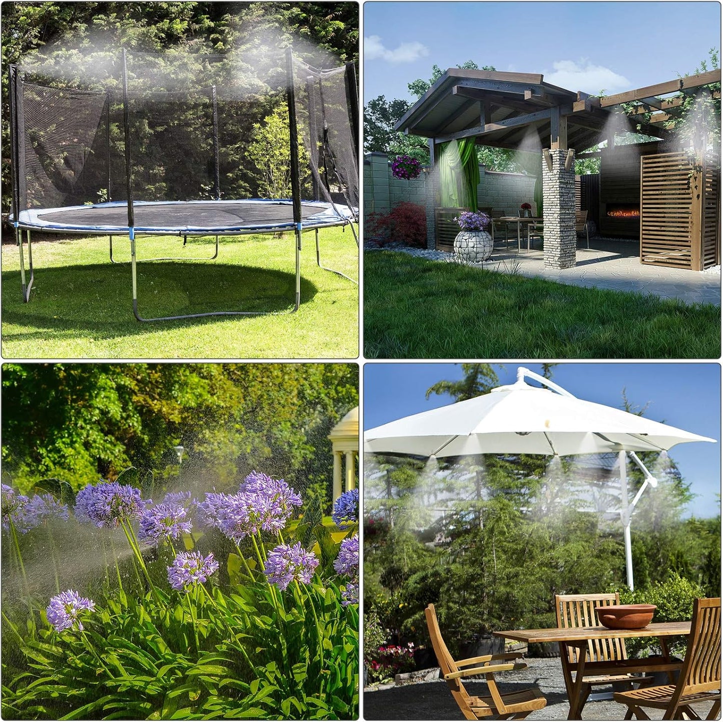 Misting Cooling System, DIY 49.2 FT(15M) Misting Line +15 Brass Mist Nozzles+ a Brass Connector(3/4'') Outdoor Mister System for Patio Waterpark Garden Trampoline Greenhouse