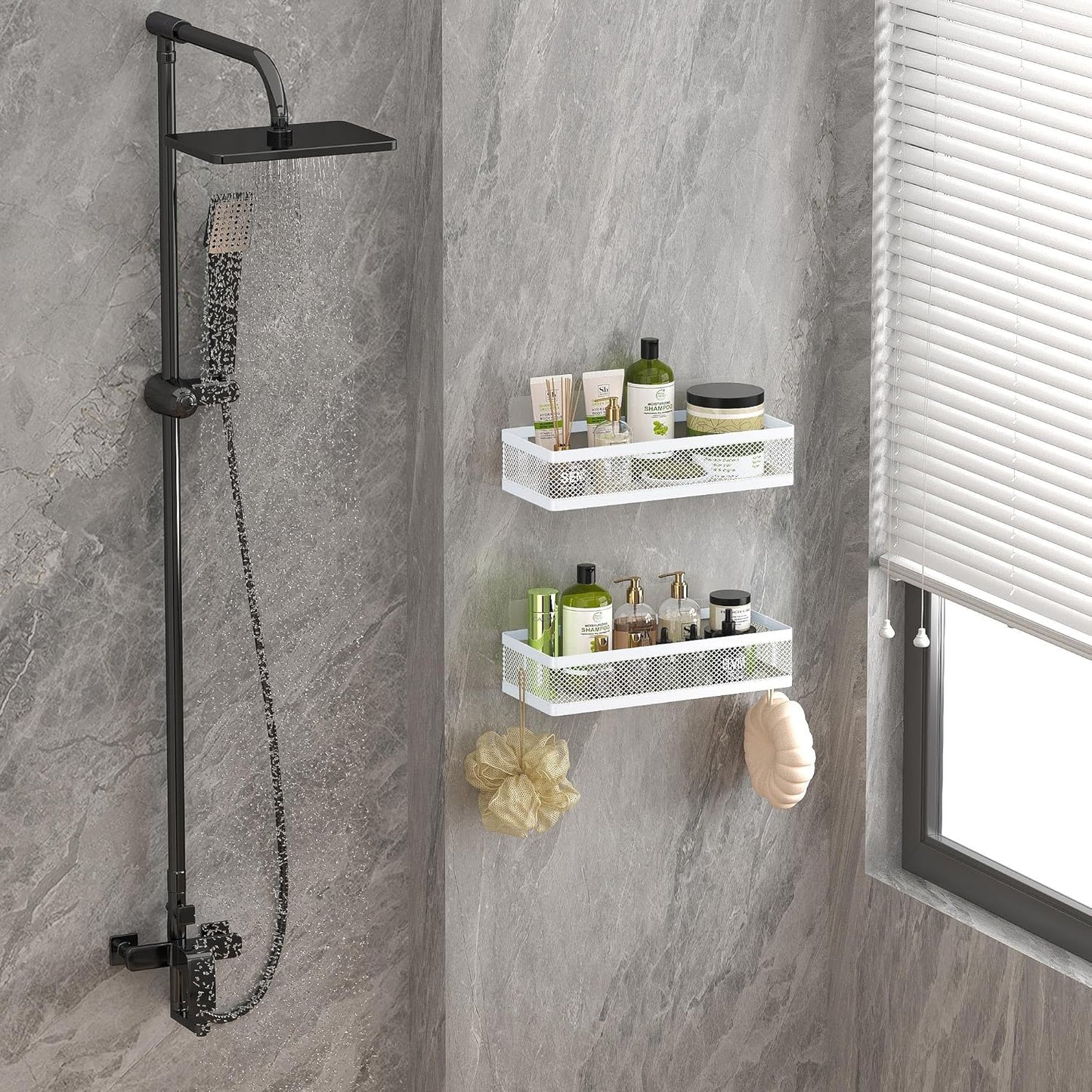 PUSDON Metal Wall Hanging Basket 2 Packs DIY Suitable for Multiple Scenes - Middle White Netting Suit