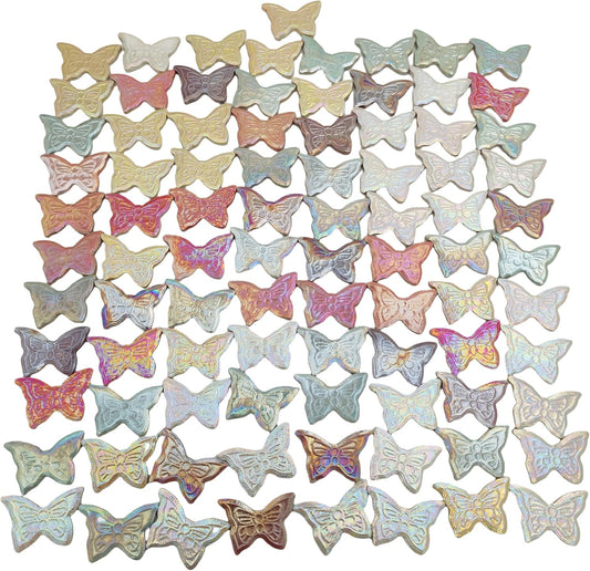 500g/1.1lb Random Color Irregular Ceramics Mosaic Tiles,DIY Making Creative Ceramic Mosaic Tiles for DIY Craft Plates Flowerpots Vases Cups Mosaic Making Supplies (Mix Butterflies)