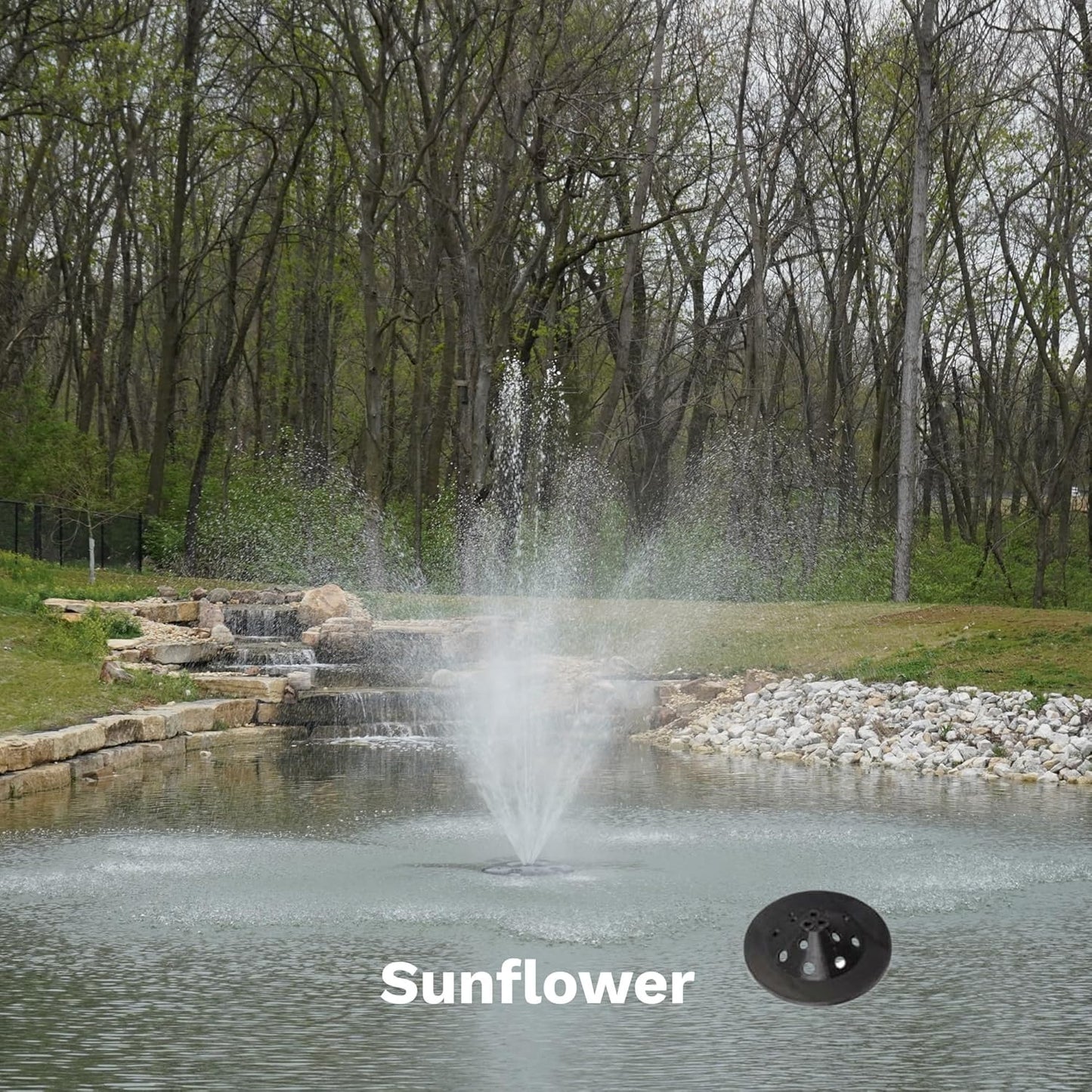 HALF OFF PONDS Floating Fountain – 1.75 HP Pond Aerator with 200' Cord – 14,800 GPH Water Pump –11 Spray Patterns - Energy-Efficient - White LED Lights - for Large Ponds, Lakes & Water Gardens