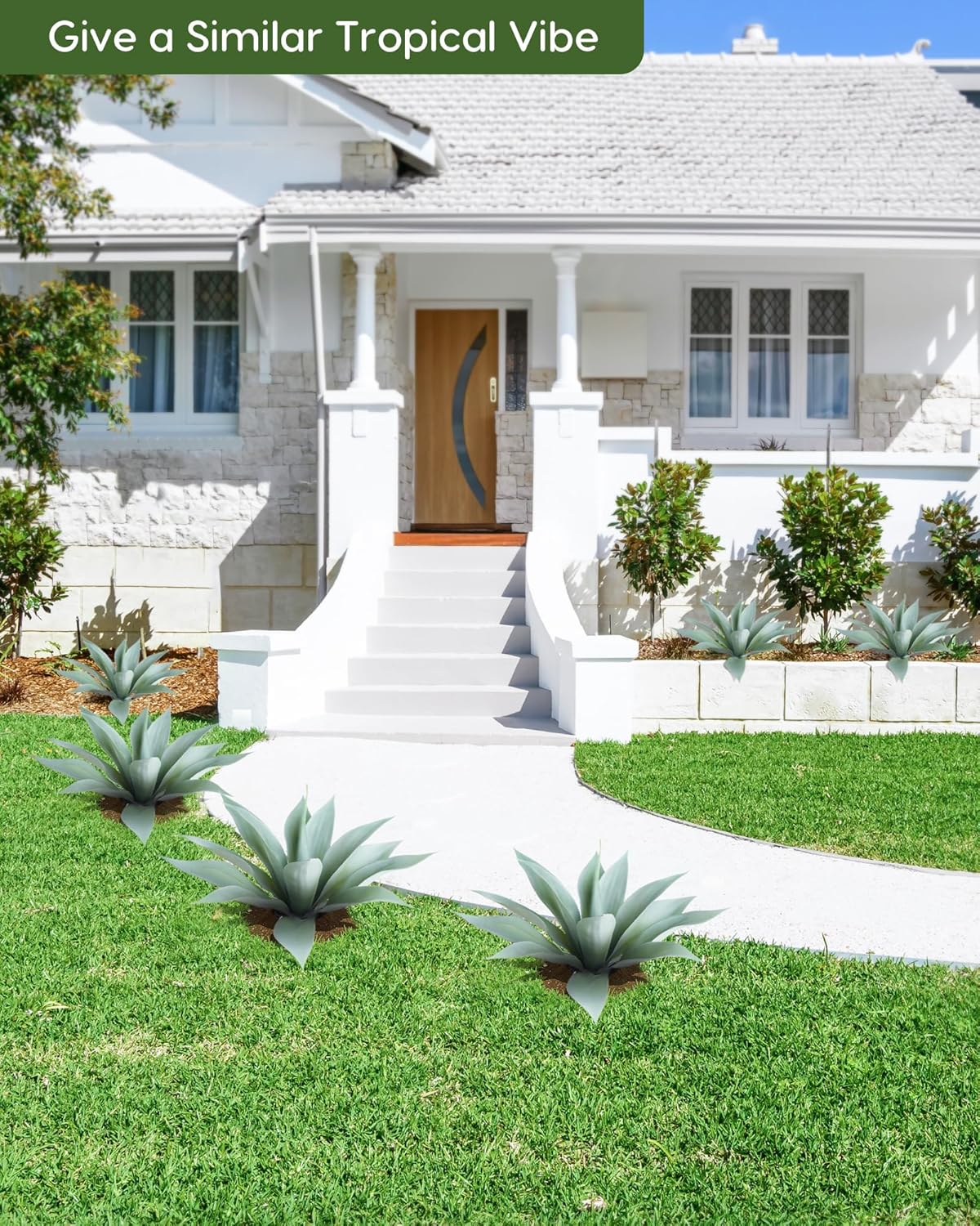 Velener Artificial Outdoor Blue Agave Plant - Small Size UV Resistant Fake Agave Plants for Indoor and Outdoor Decor(14 Inch)-2 Pack