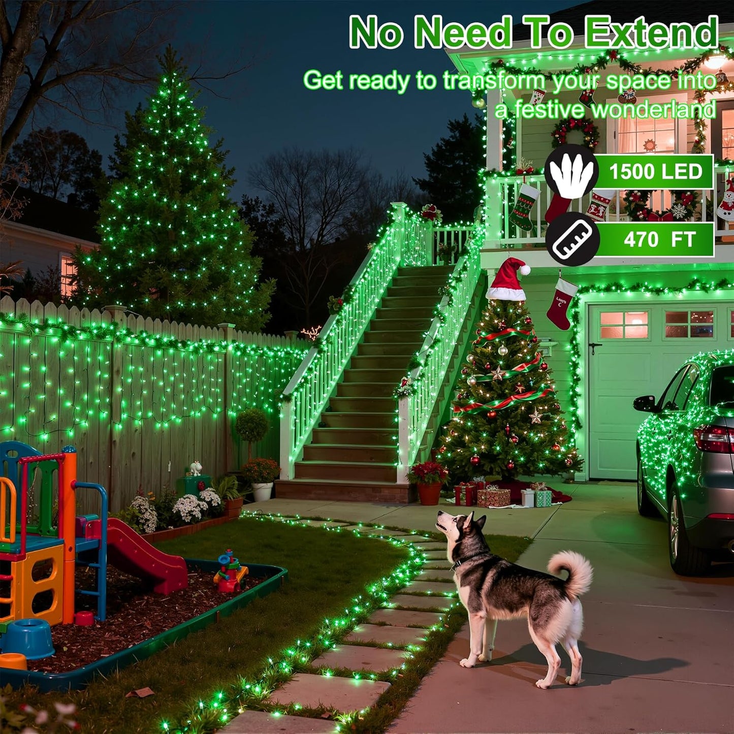 1500 LED Christmas Lights Outdoor Use, 492ft 8 Lighting Modes Fairy Lights for Outside, Christmas Tree Lights Outdoor IP44 Waterproof for Xmas Patio Yard Fence Deck Balcony Garden Decor Green