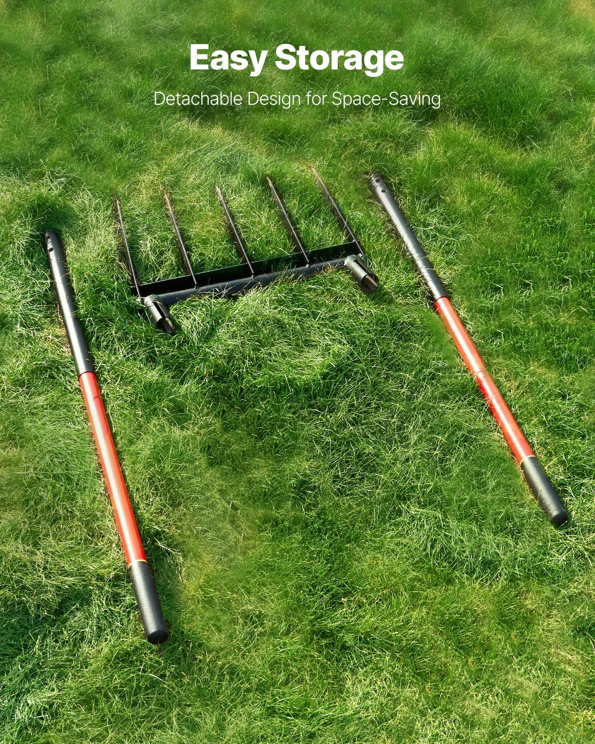 VEVOR Broad Fork, 5-Tine Pitchfork with Dual Fiberglass Handles, Heavy Duty Garden Fork, Ergonomic U-Shaped Design Broadfork Hand Tiller, Gardening Tool for Composting Transplanting Aeration