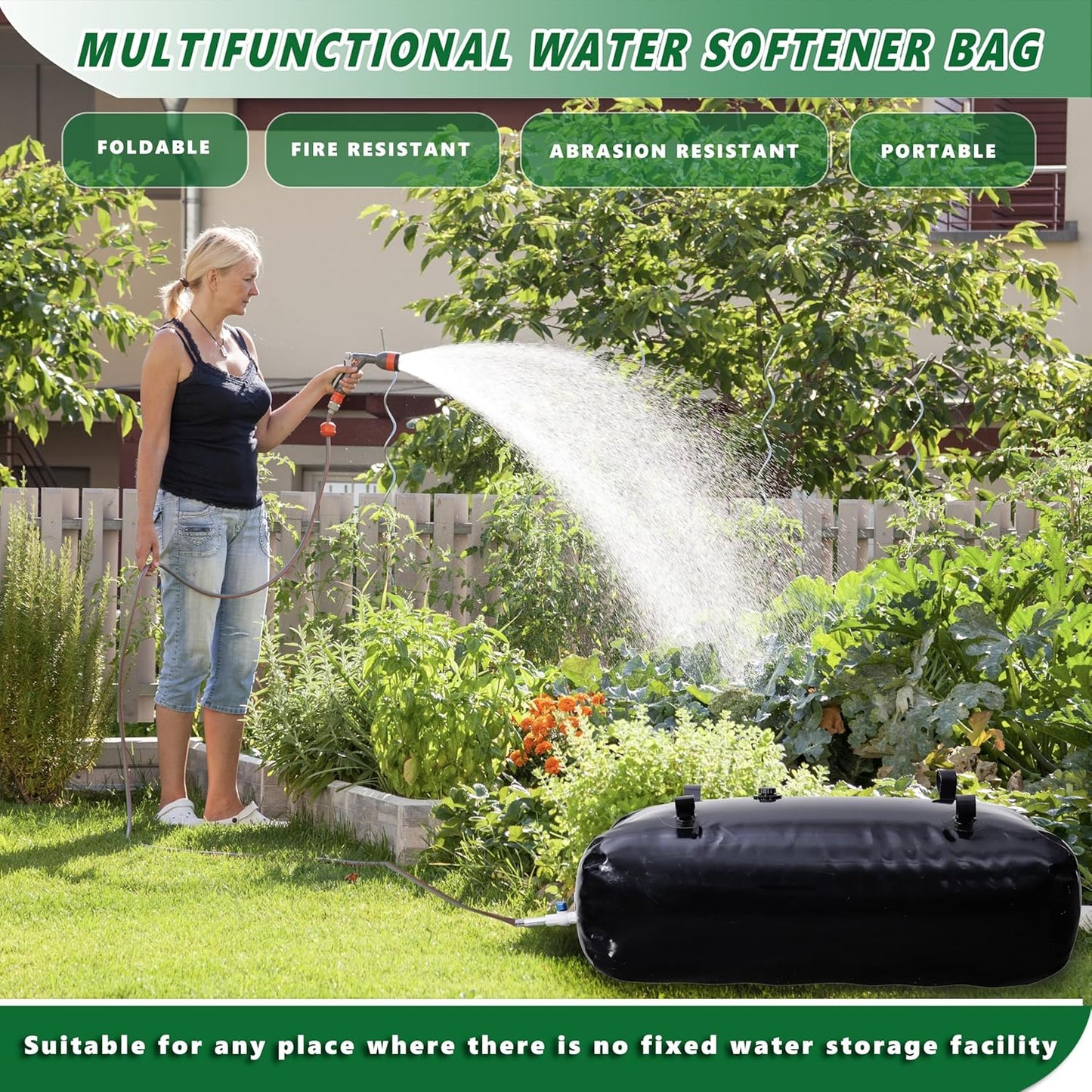 MXQMKL 3000 L/792.5 gal Water Bladder Storage Containers, Foldable Portable Water Tank Large Capacity Soft Water Bag, Drought Resistance, Fire Prevention, Emergency Water