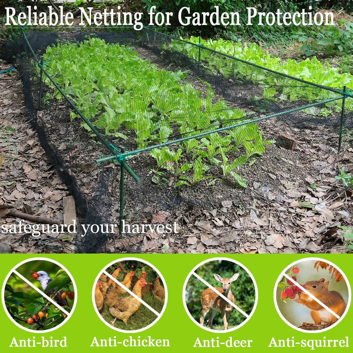 MEANCHEN Bird Netting 15x40 Ft, 1/2ln Mesh Heavy Duty Garden Netting for Plants, Fruit Trees, Vegetables Extra Strong Woven Mesh Netting Fencing, Against Birds, Deer, Poultry