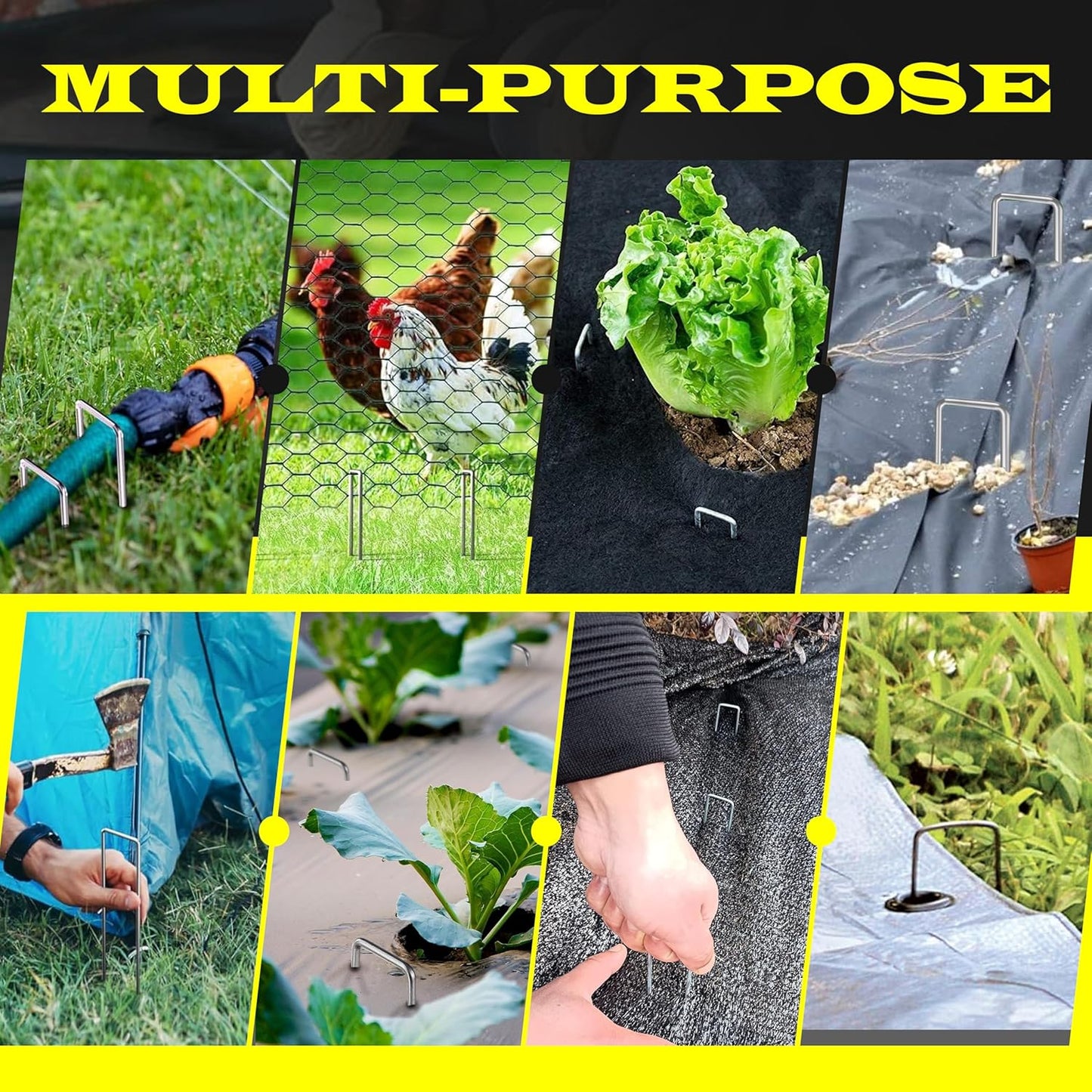 600 Pack x 6 Inch Landscape Staples Galvanised, Fabric Pins, 11 Gauge, Garden Staples, Tent Stakes, Fabric Pins for Lawn, Fence, Tent, Decoration, Weed Barrier, Outdoor. (600 x 6in)