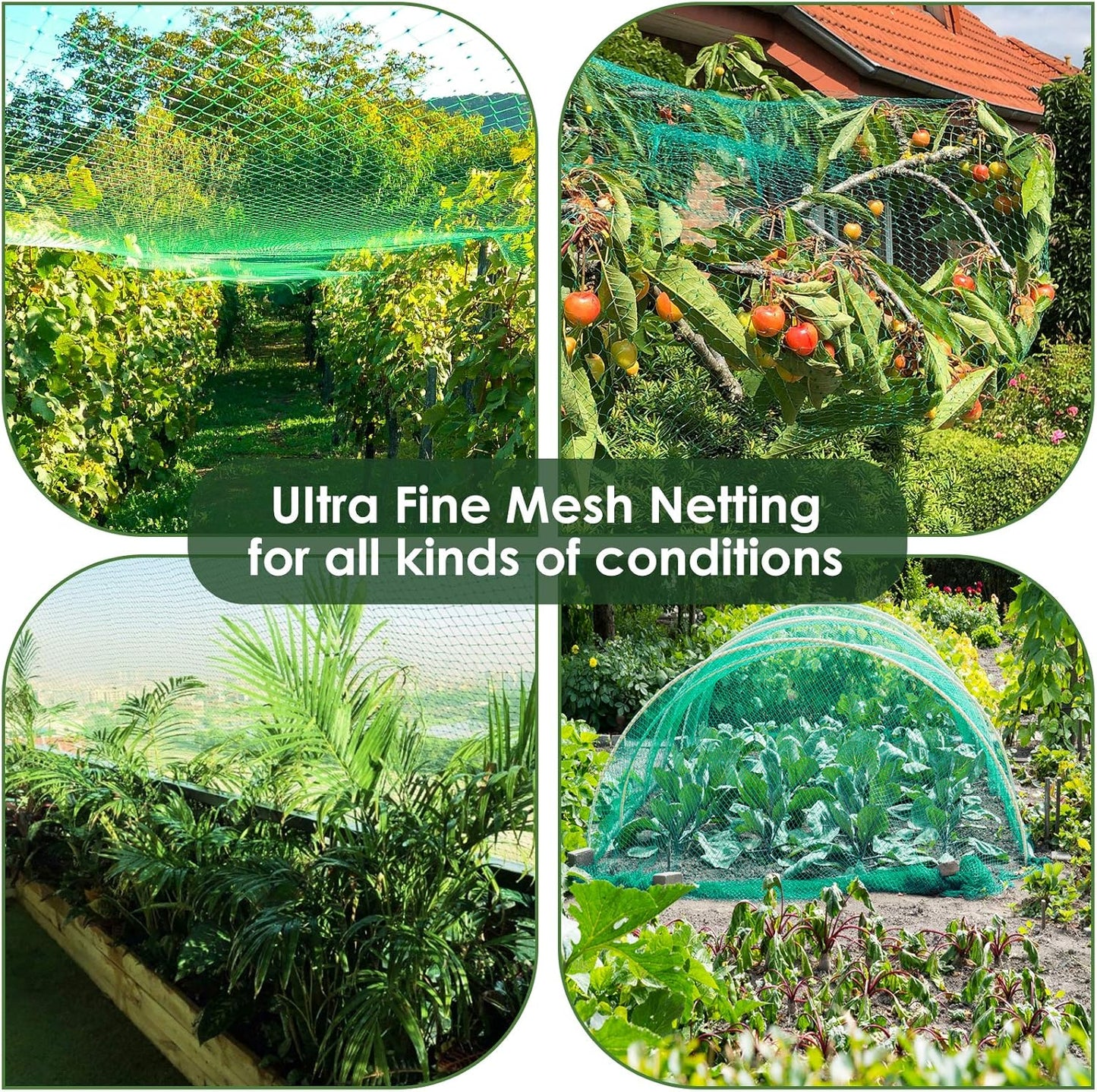 Ruolan Bird Netting for Garden Protect Vegetable Plants and Fruit Trees13X82Ft,Plastic Trellis Netting for Birds, Deer,Squirrels and Other Animals