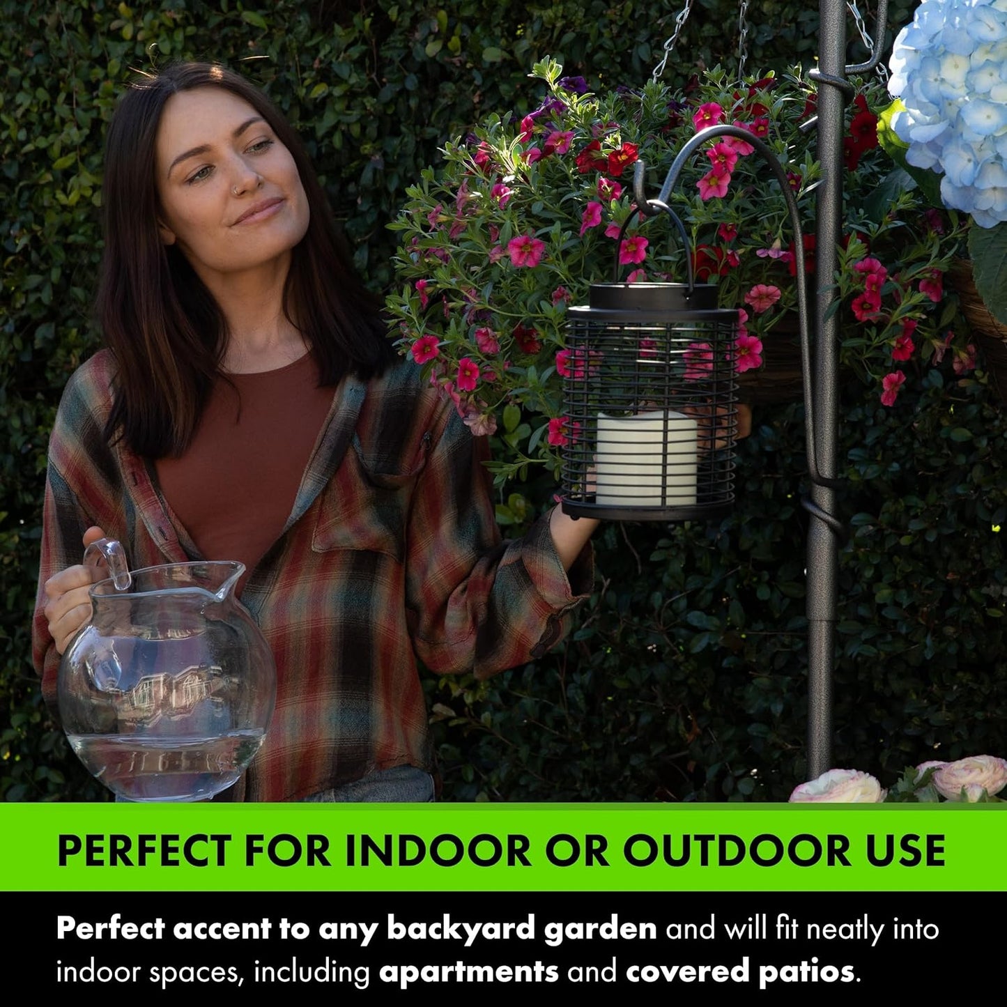 Yard Butler YT-5 Yard Tree Hanging Garden - Three Shepherd Hooks for Outdoor or Indoor Plant Hanging - Two Circular Holders for Plant Pots - Heavy Duty Anti-Tip Base and Steel Center Pole, Black, (IYT5)