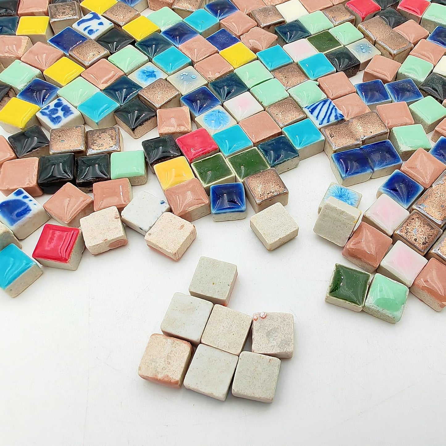 500g/1.1lb Random Color Irregular Ceramics Mosaic Tiles,DIY Making Creative Ceramic Mosaic Tiles for DIY Craft Plates Flowerpots Vases Cups Mosaic Making Supplies (Mix Square)