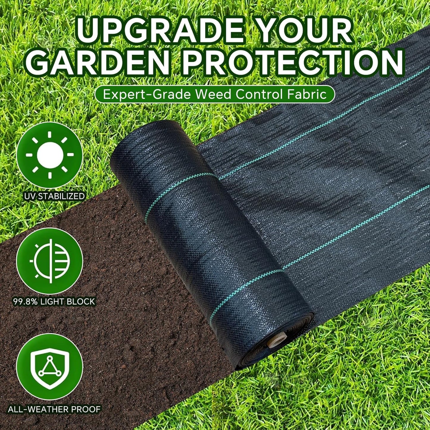 Weed Barrier Landscape Fabric Heavy Duty,3.2 OZ Premium Garden Weed Blocker Fabric for Weed Control, Plastic Ground Cover with Woven Weed Cloth,Durable Landscaping Fabric (1.4ft x 200ft)