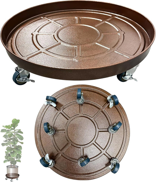 Heavy Duty Plant Caddy with Solid Rubber Wheels, Lockable, Increased Load Capacity, One-Minute Installation, Suitable for Indoor, Outdoor, Patio, Garden Settings, 20 Inches 2PACK, Bronze