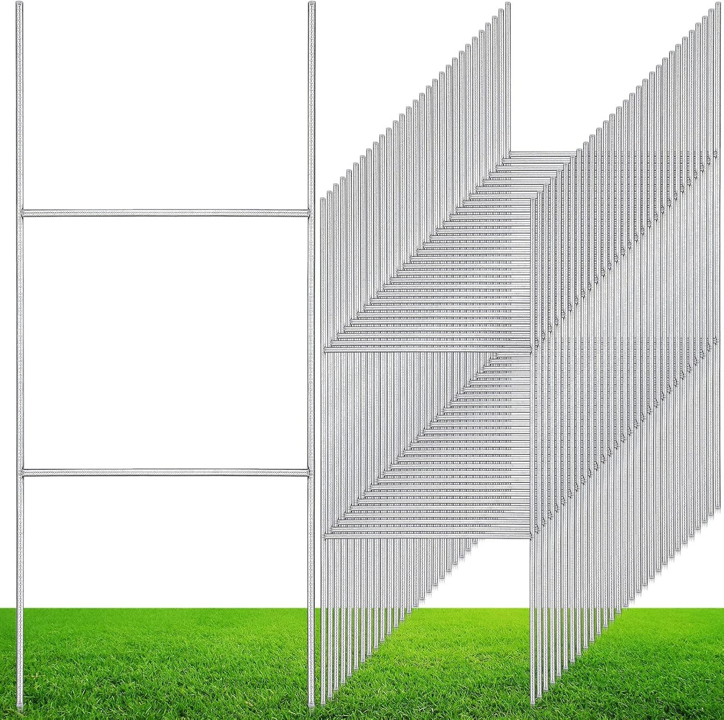 200 Pcs H Stakes for Yard Signs 16.5'' x 7'' Heavy Duty Metal H Frame Wire Stakes Weatherproof Metal Holder for 4mm 5mm Corrugated Signs Guidepost Yard Halloween Decoration