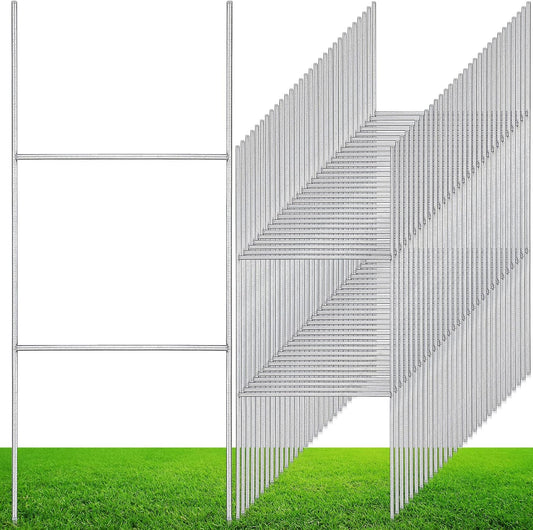 200 Pcs H Stakes for Yard Signs 16.5'' x 7'' Heavy Duty Metal H Frame Wire Stakes Weatherproof Metal Holder for 4mm 5mm Corrugated Signs Guidepost Yard Halloween Decoration