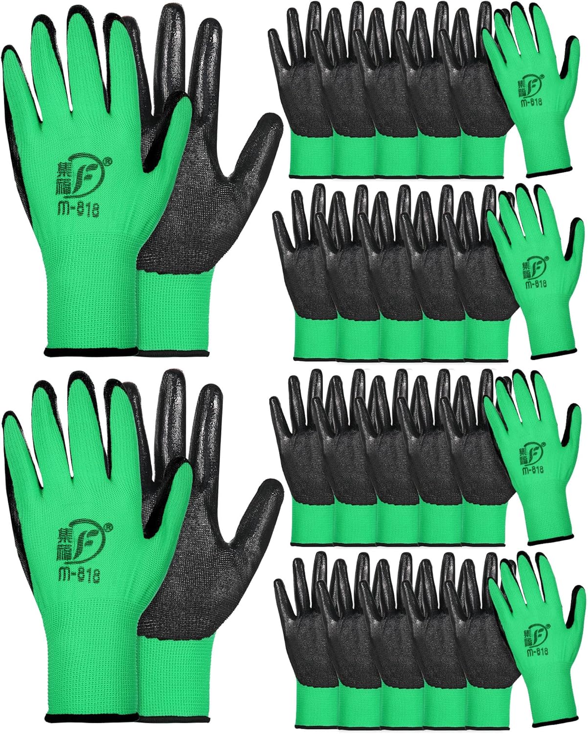 Nuogo 24 Pairs Gardening Gloves for Men Women Rubber Coated Landscaping Work Gloves Safety Work Construction