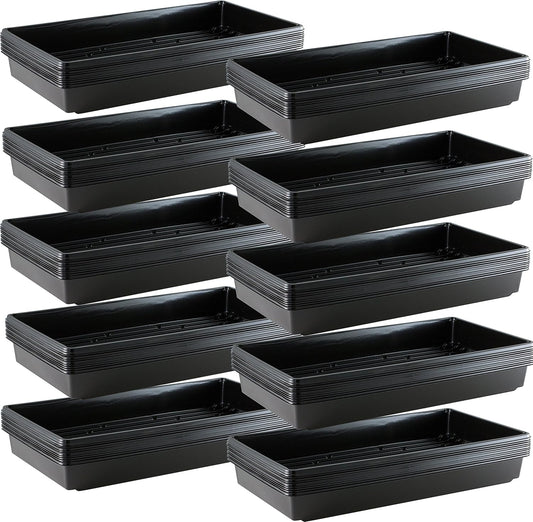 10x20 Inch Black Plastic 100 Pack Plant Propagation Tray – Growing Trays for Garden, Planting, Seedling, Soil & Hydroponic Horticulture - Microgreen Trays Grow Plants - No Drain Holes