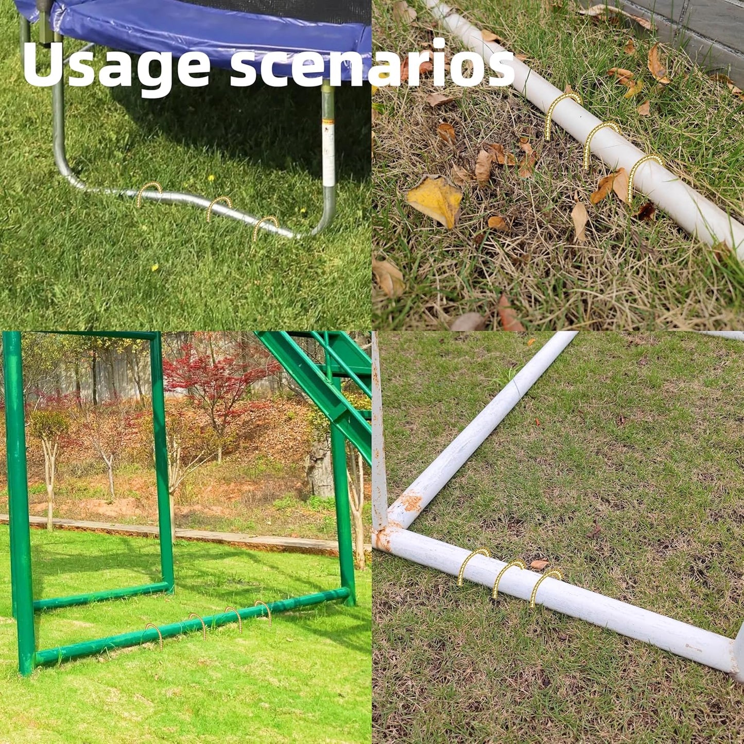 11 Pack 12 Inch Rebar Stakes Anti-Rust Galvanized Steel U Shape Hook Strong Ground Anchors for Tents, Position Kits, Fences, Trampolines Landscape Fabric for Farm Garden