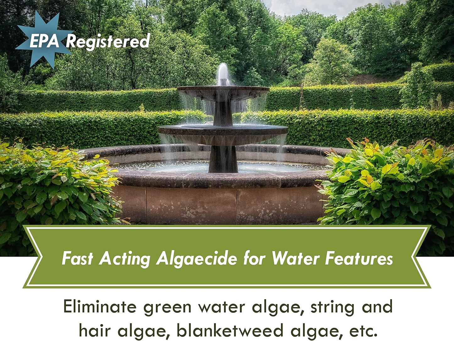 Fountain Algaecide and Clarifier - 32oz - Kills and Inhibits All Types of Algae Growth, Formulated for Small Ponds and Water Features, Treats up to 32,000 Gallons